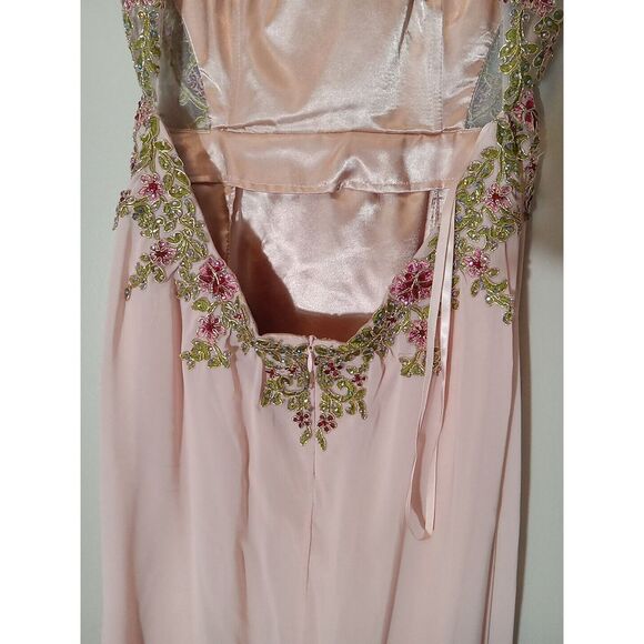Camille La Vie Peach Embellish Lace Beaded Embroidery Cutout‎ Zip Dress Size 8 - Picture 8 of 12